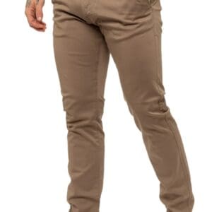 Enzo Tapered Fit Stretch Chinos | Tan