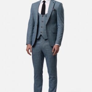 Travis Scott Blue Slim Fit 3 Piece Suit